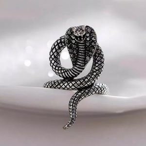 Cobra Snake adjustable Ring Silvertone size 7-8